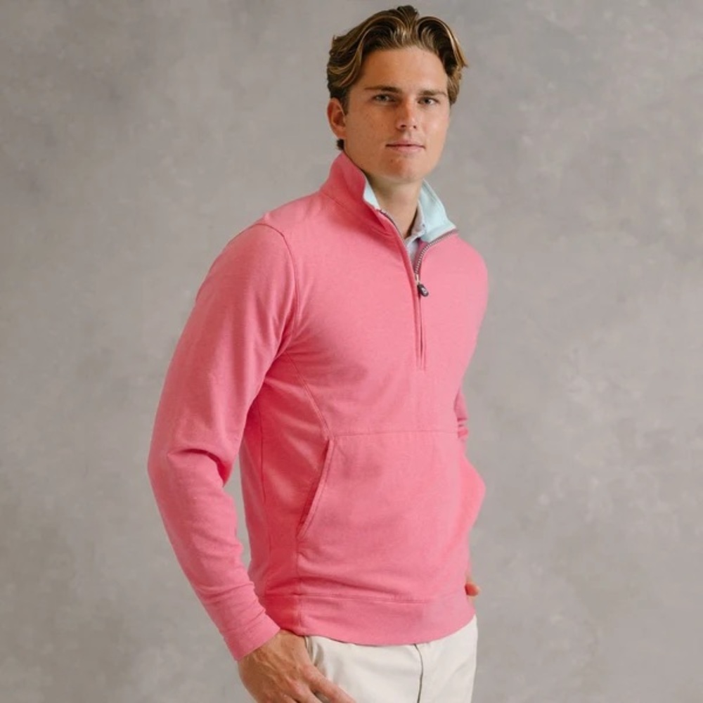 B. Draddy Russel Pink Long Sleeves Slash Pockets 1/4 Zip Pullover Men's Size L